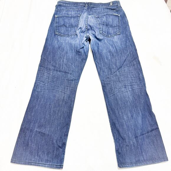 7 For All Mankind Men's Austyn Dark Wash Denim Jeans Zip Fly Size 34 - Picture 3 of 8